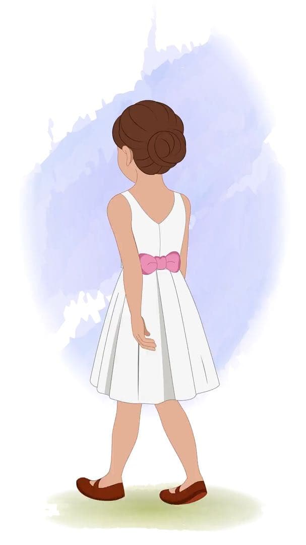 A belly dancer walking in back third view animated vector cartoon character AKA Luna