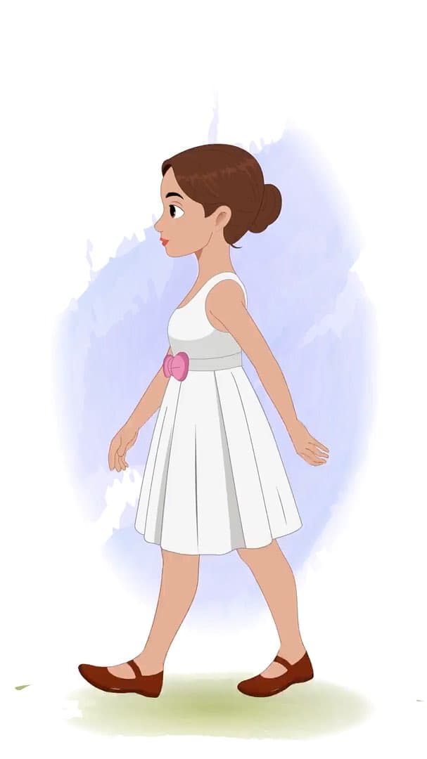 A belly dancer side walking animated vector cartoon character AKA Luna