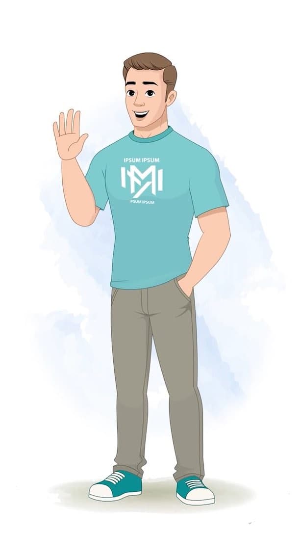 A handsome man saying hi animated cartoon character vector AKA Sam