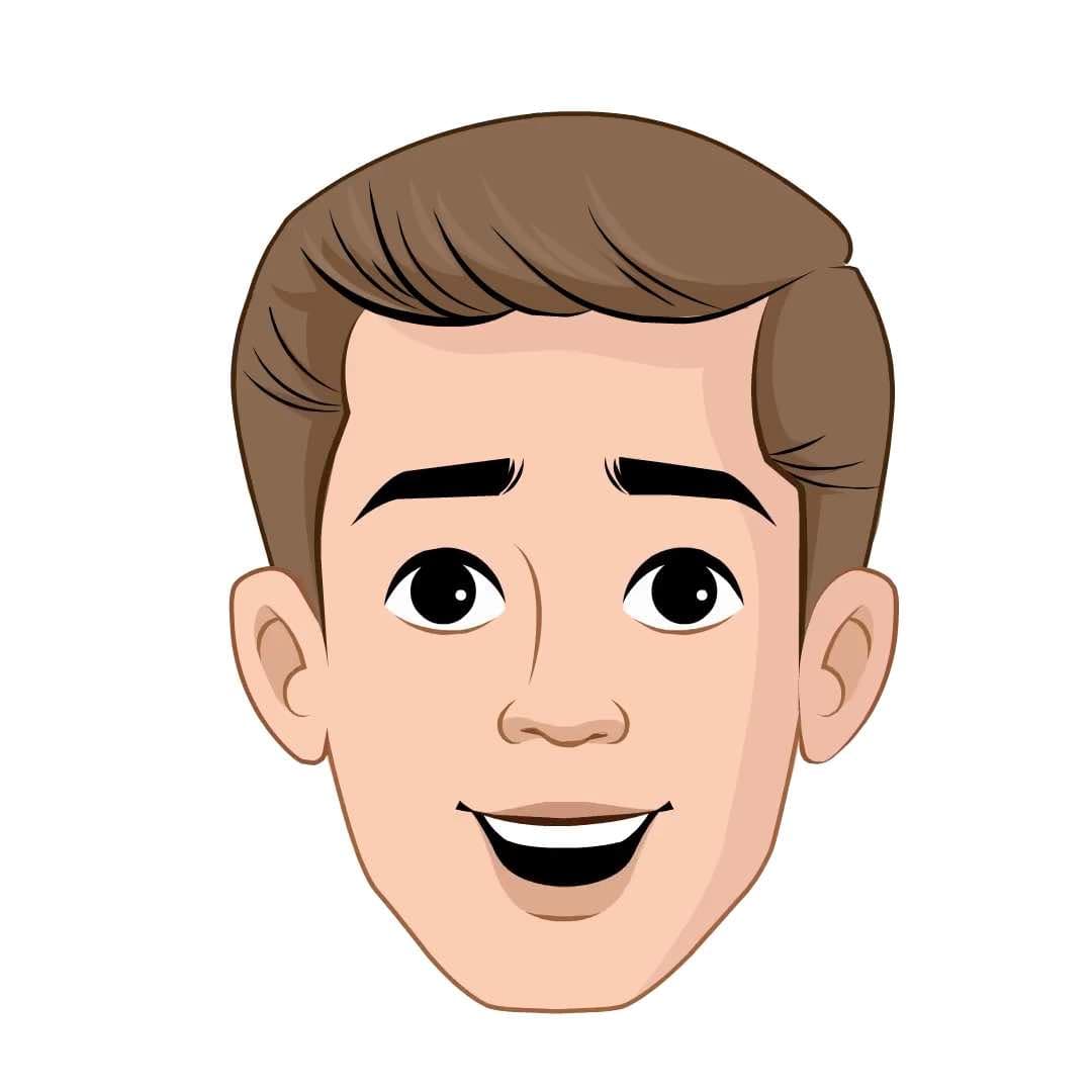 A handsome man face expression animated cartoon character vector AKA Sam