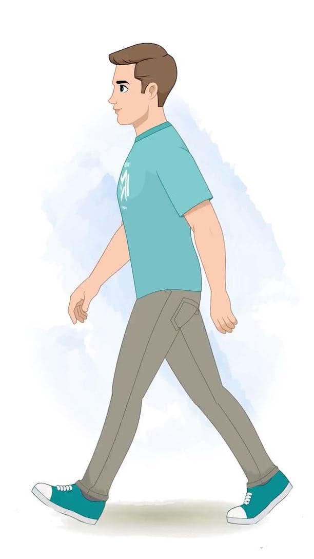 A handsome man side walking animated cartoon character vector AKA Sam