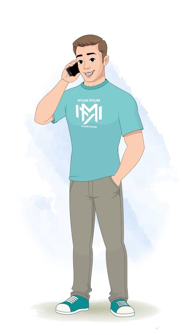 A handsome man talking on phone animated cartoon character vector AKA Sam