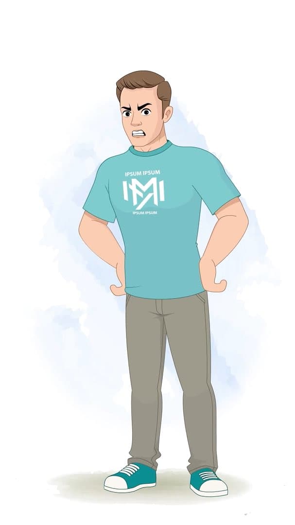 An angry handsome man animated cartoon character vector AKA Sam