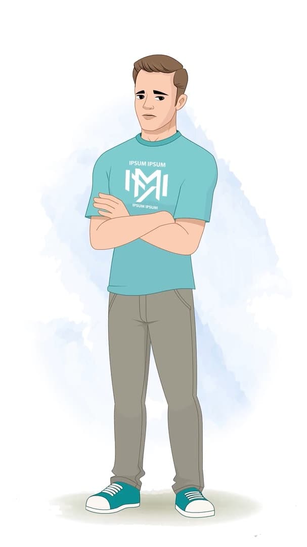 An annoyed handsome man animated cartoon character vector AKA Sam