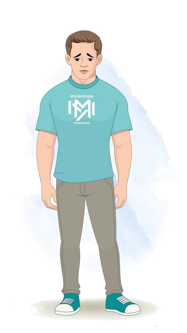 A sad handsome man animated cartoon character vector AKA Sam