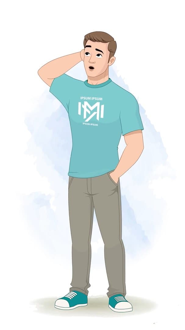 A confused handsome man animated cartoon character vector AKA Sam