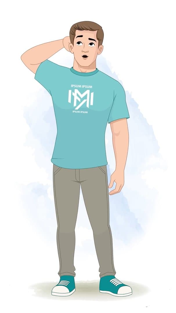 A confused man animated cartoon character vector AKA Sam