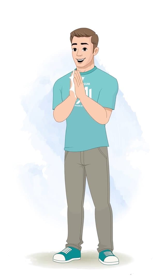 A handsome man clapping animated cartoon character vector AKA Sam