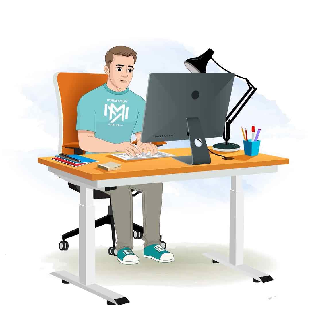 A handsome man working on computer animated cartoon character vector AKA Sam