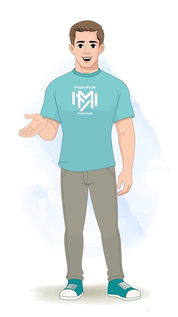 A handsome man talking in front view animated cartoon character vector AKA Sam