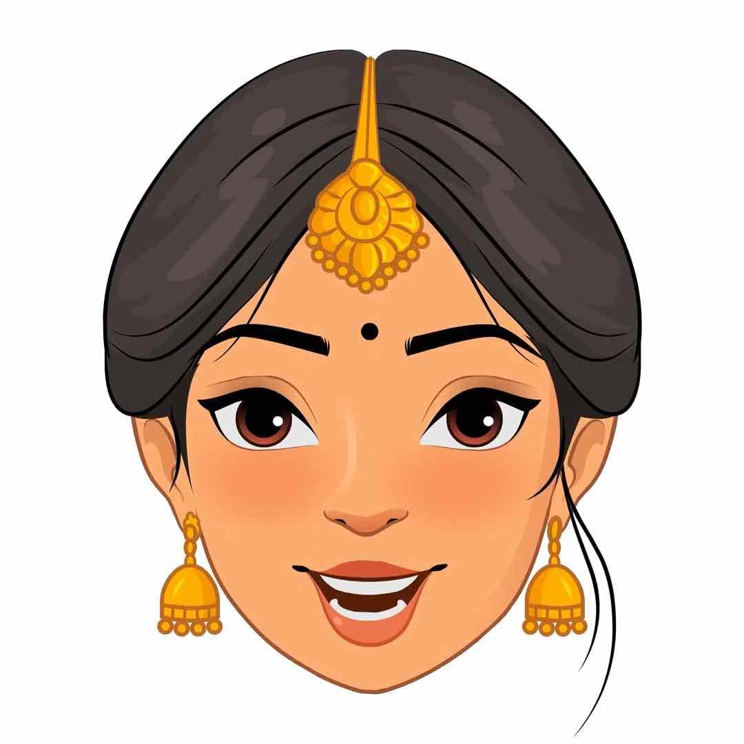 A beautiful Indian lady animated face expression vector cartoon character AKA Bhoomika