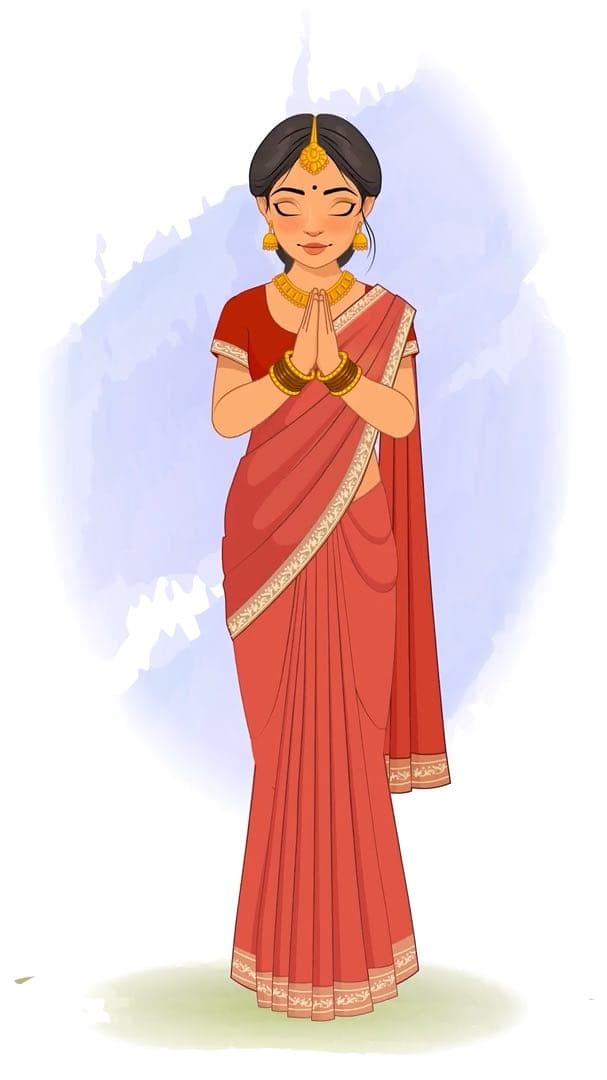 A beautiful Indian lady greeting animated vector cartoon character AKA Bhoomika