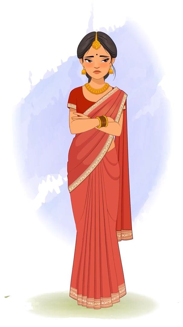 A beautiful Indian annoyed lady animated vector cartoon character AKA Bhoomika