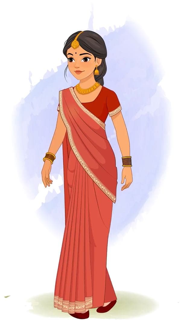 A beautiful Indian lady walking animated vector cartoon character AKA Bhoomika