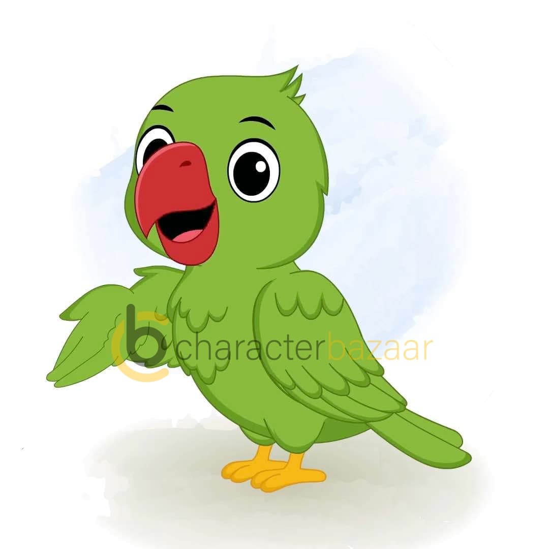 A parrot talking animated vector cartoon character AKA Mithu