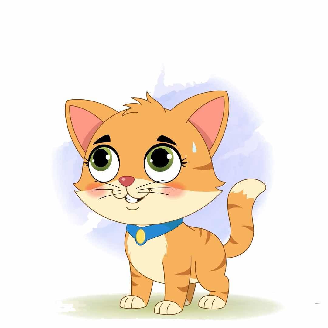 A nervous cat animated cartoon character vector AKA Coco The Cat
