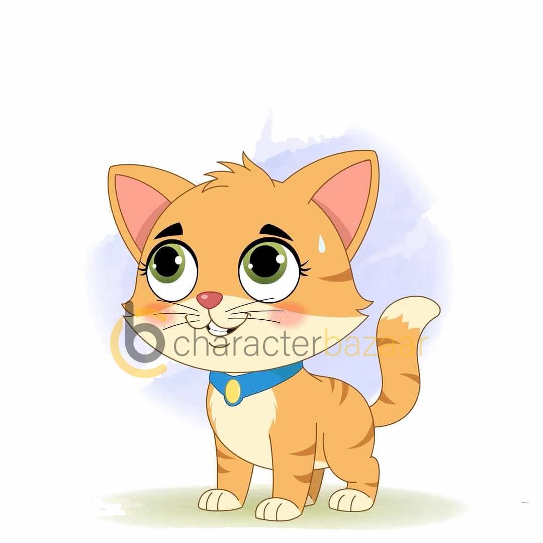A nervous cat animated cartoon character vector AKA Coco The Cat