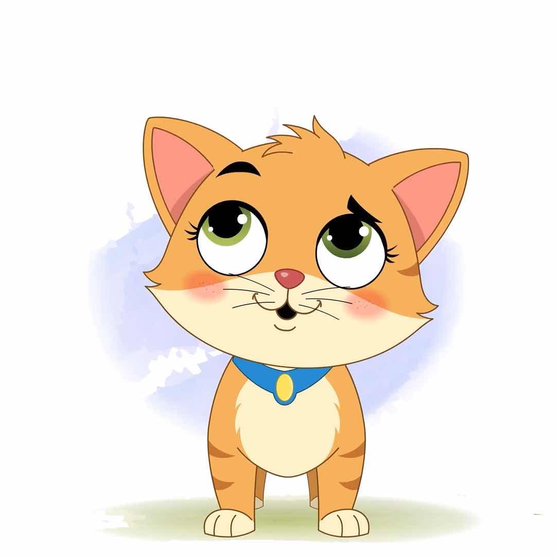A confused little cat animated cartoon character vector AKA Coco The Cat
