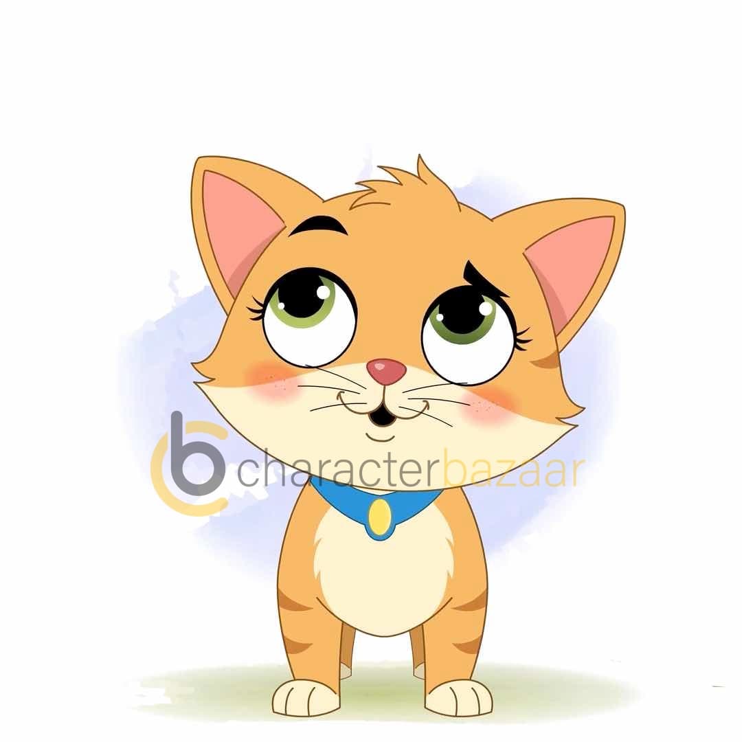 A confused little cat animated cartoon character vector AKA Coco The Cat