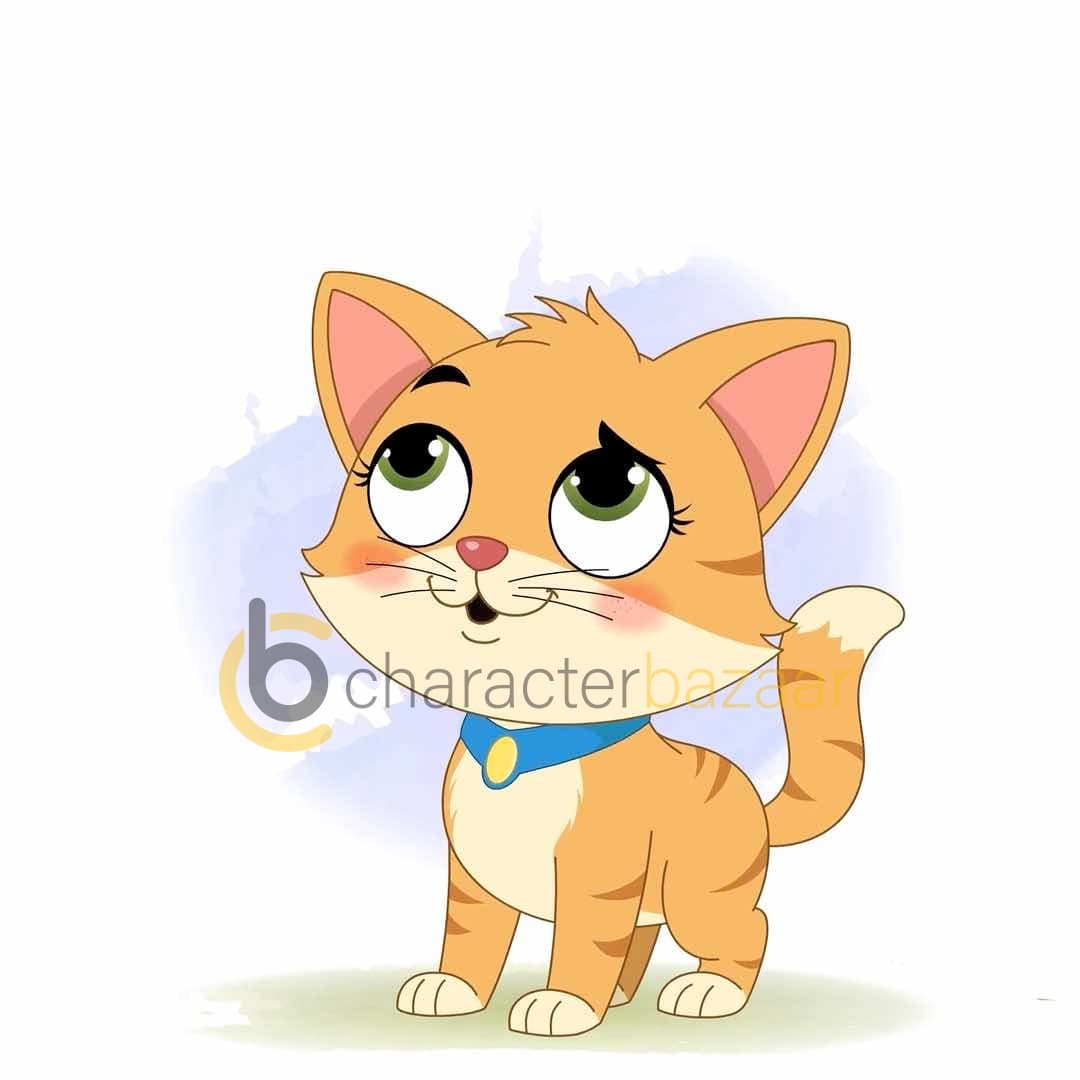 A confused cat animated cartoon character vector AKA Coco The Cat