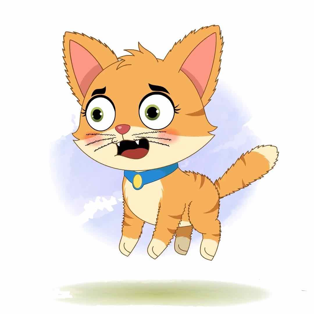 A scared cat animated cartoon character vector AKA Coco The Cat
