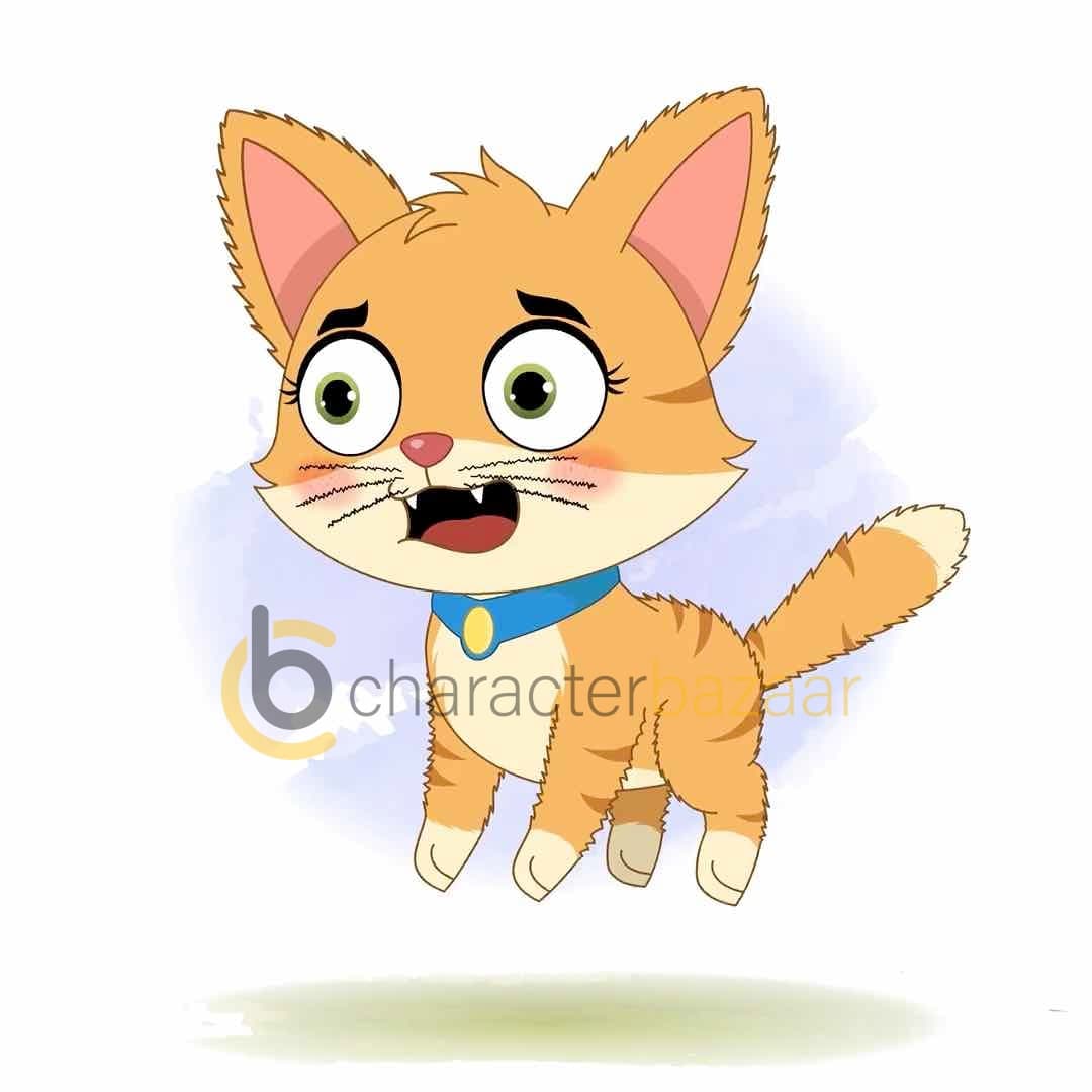 A scared cat animated cartoon character vector AKA Coco The Cat