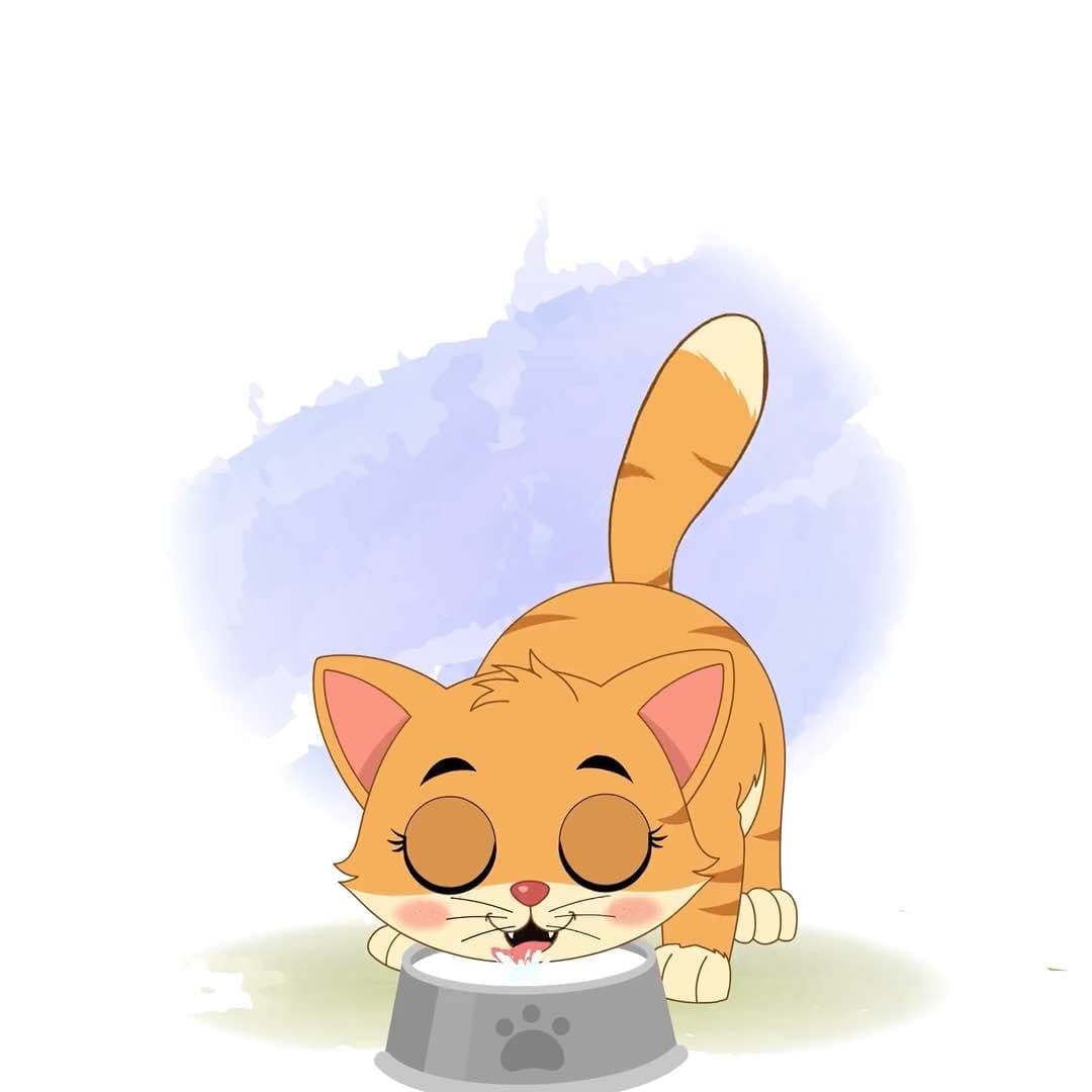 A cat drinking milk animated cartoon character vector AKA Coco The Cat