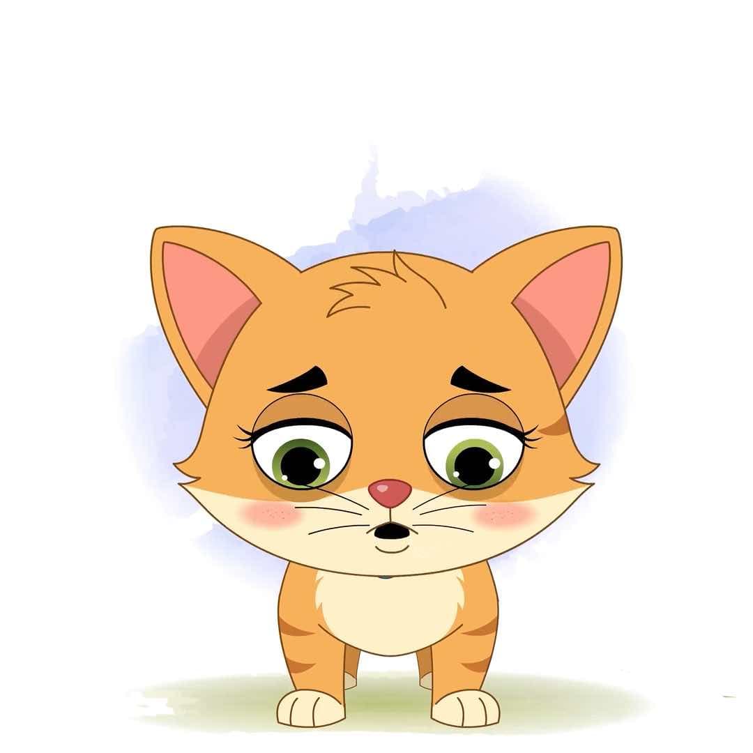 A tired cat animated cartoon character vector AKA Coco The Cat