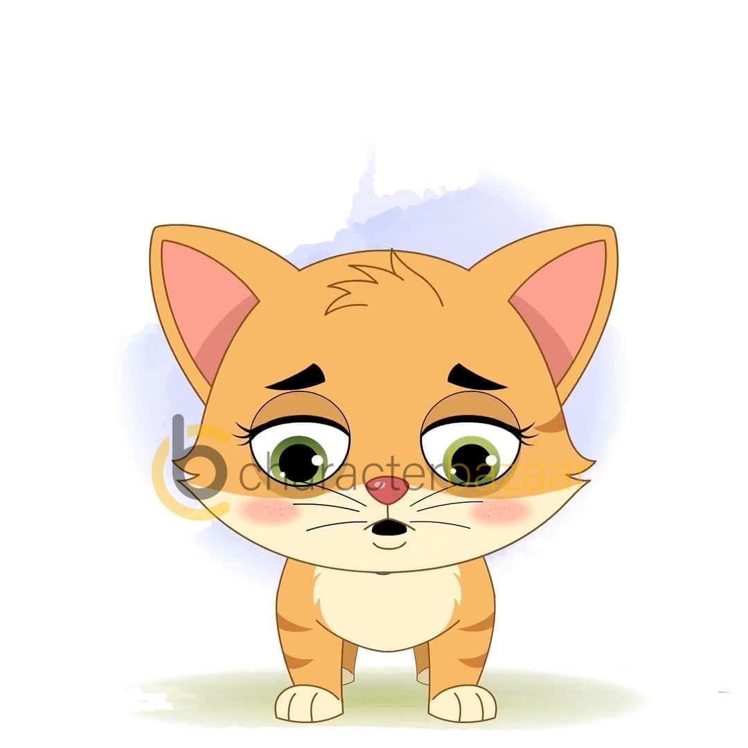 A tired cat animated cartoon character vector AKA Coco The Cat