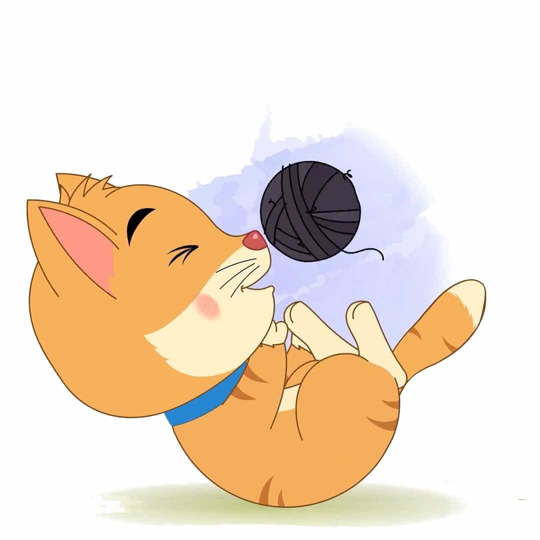 A cat playing with yarn animated cartoon character vector AKA Coco The Cat