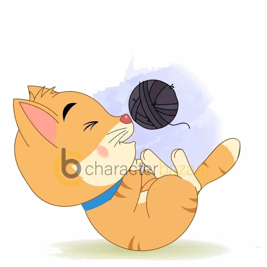 A cat playing with yarn animated cartoon character vector AKA Coco The Cat