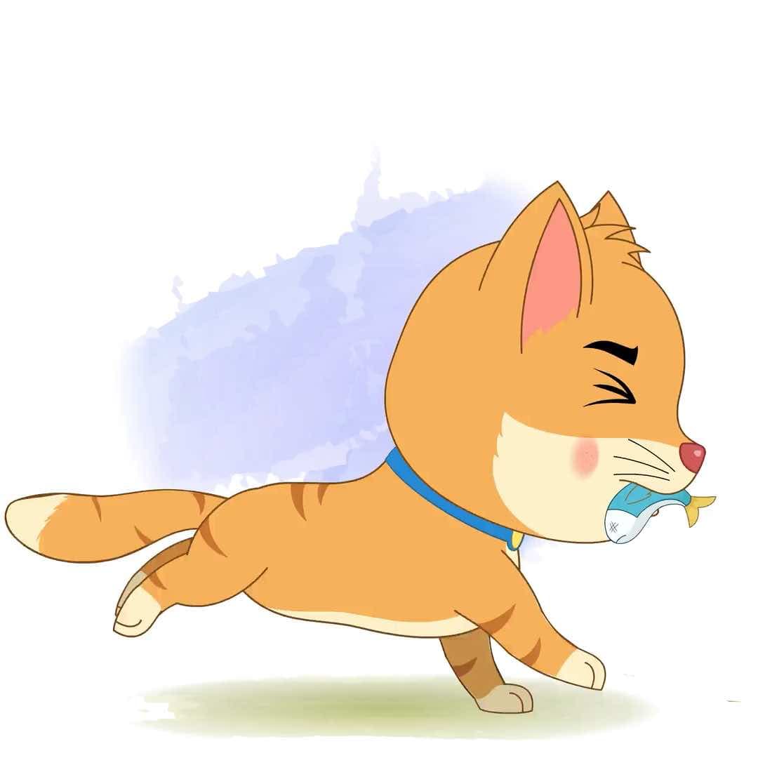A cat running with fish animated cartoon character vector AKA Coco The Cat