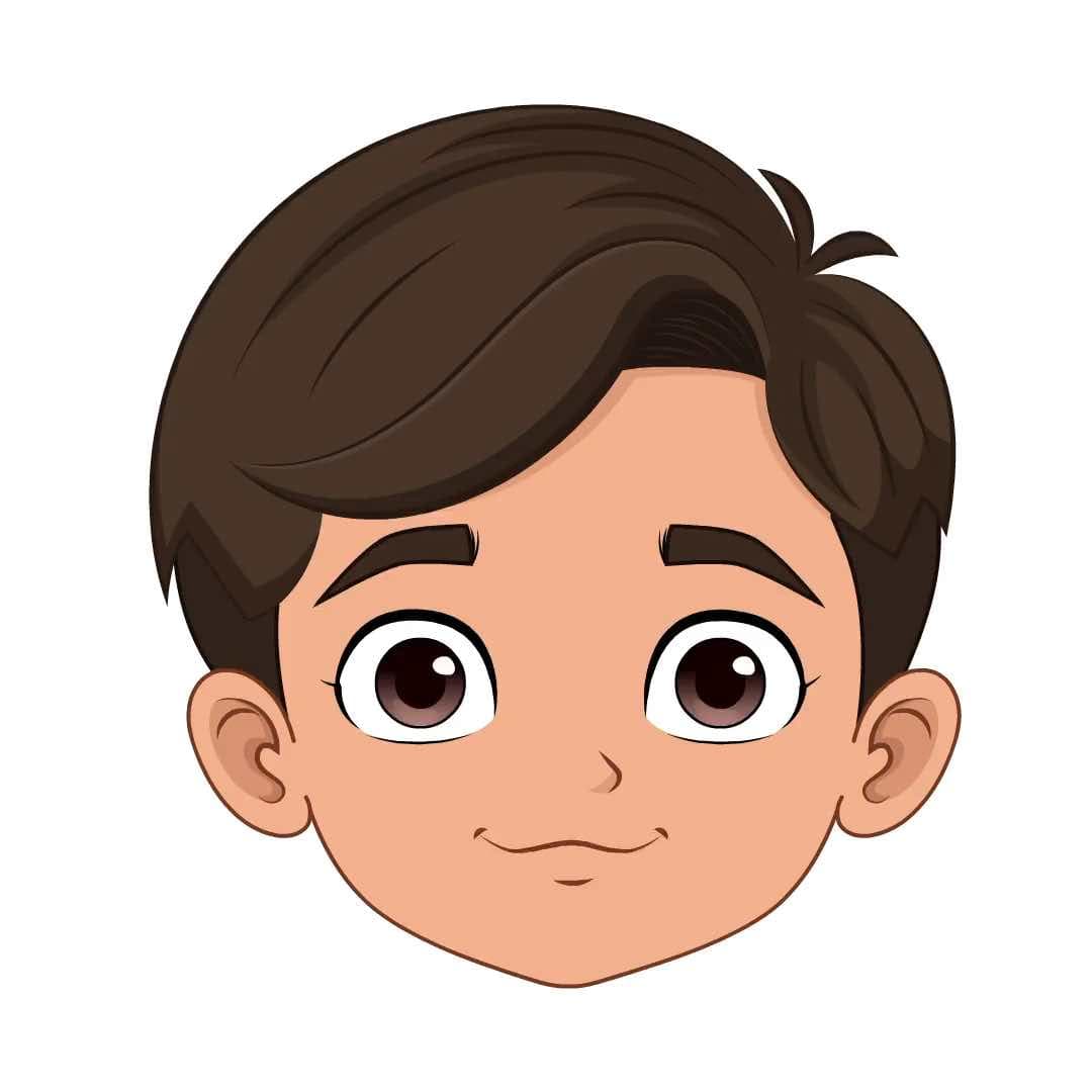 A boy in kurta pajama animated face expression vector cartoon character AKA Aryan