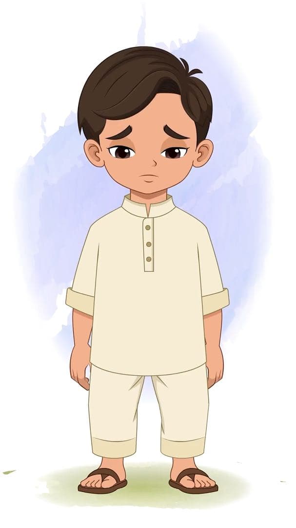 A sad boy in kurta pajama animated vector cartoon character AKA Aryan