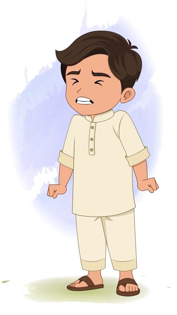 An angry boy in kurta pajama animated vector cartoon character AKA Aryan