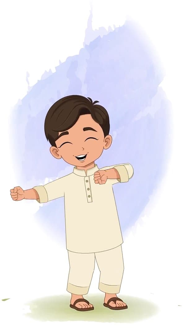 A boy in kurta pajama dancing animated vector cartoon character AKA Aryan
