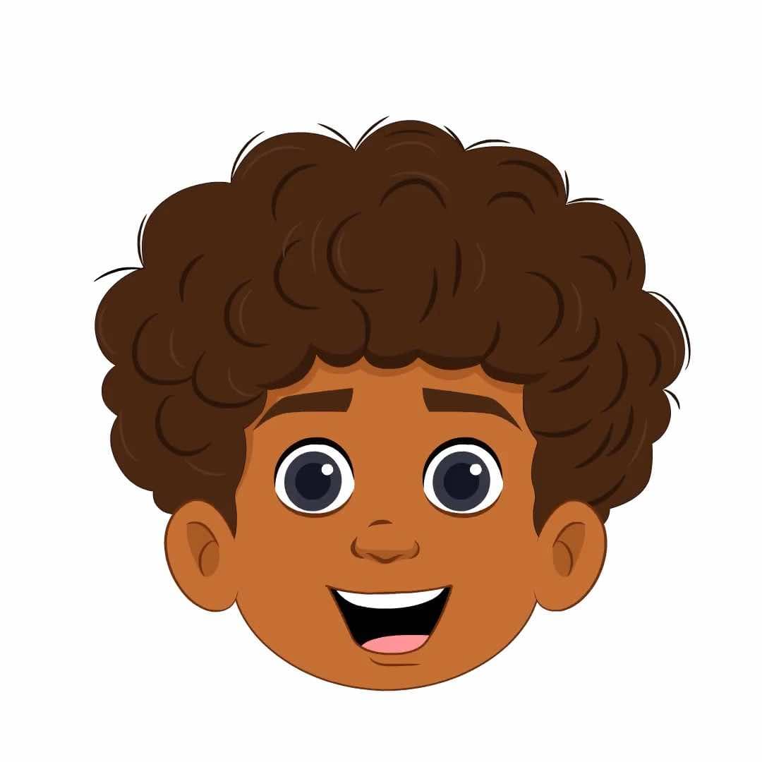 A curly hair boy face expression animated vector cartoon character AKA Jay