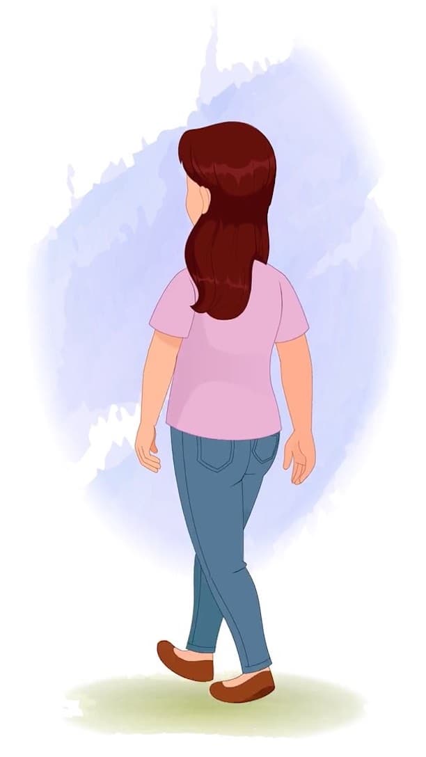 A pretty woman walking animated vector cartoon character AKA Emily