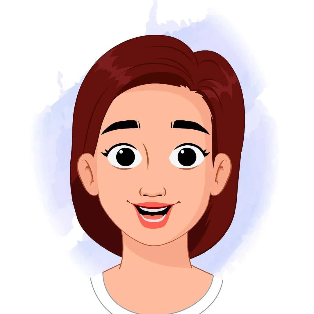 A pretty young woman animated face expression vector cartoon character AKA Emily