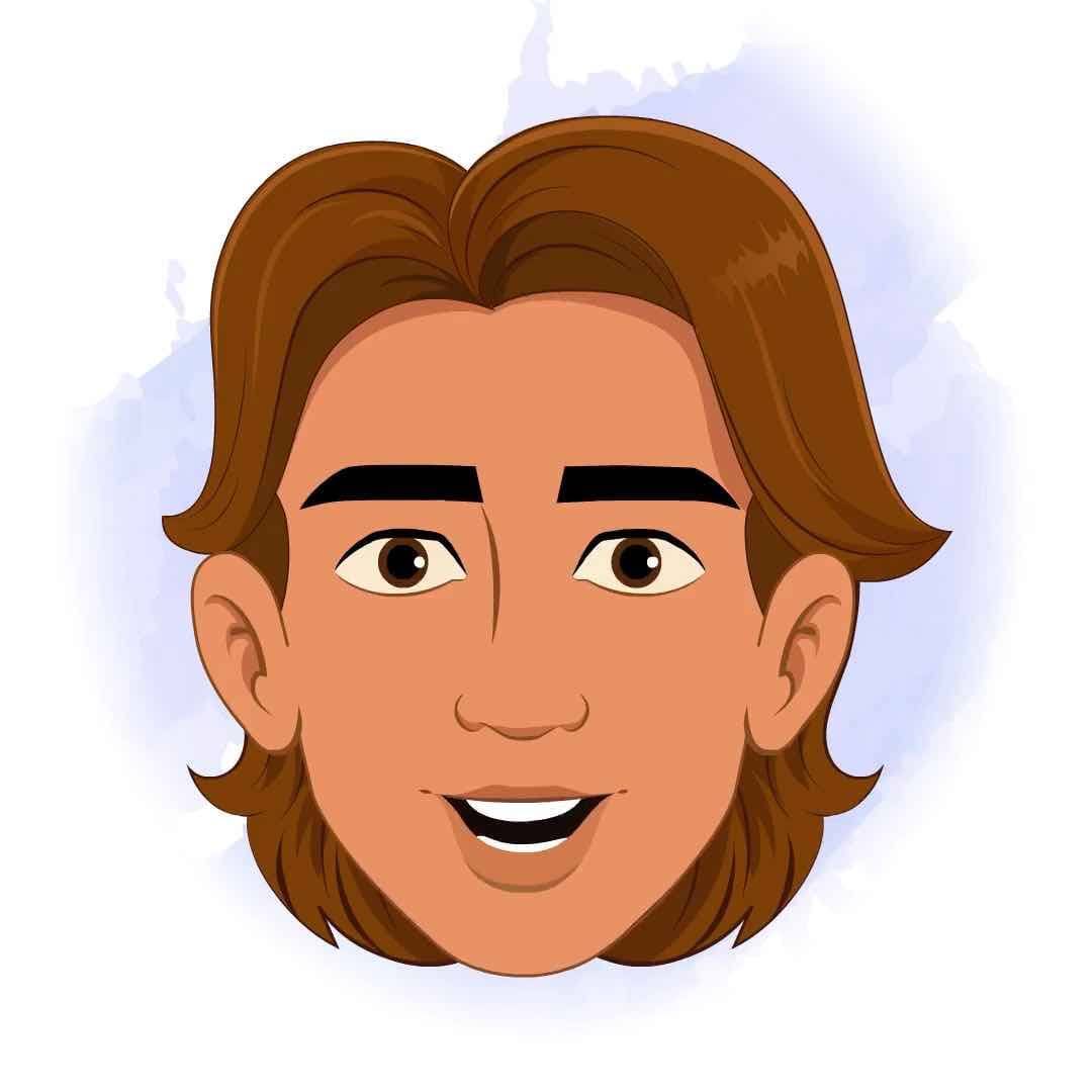 A handsome man in casual clothes face expression animated vector cartoon character AKA Chris