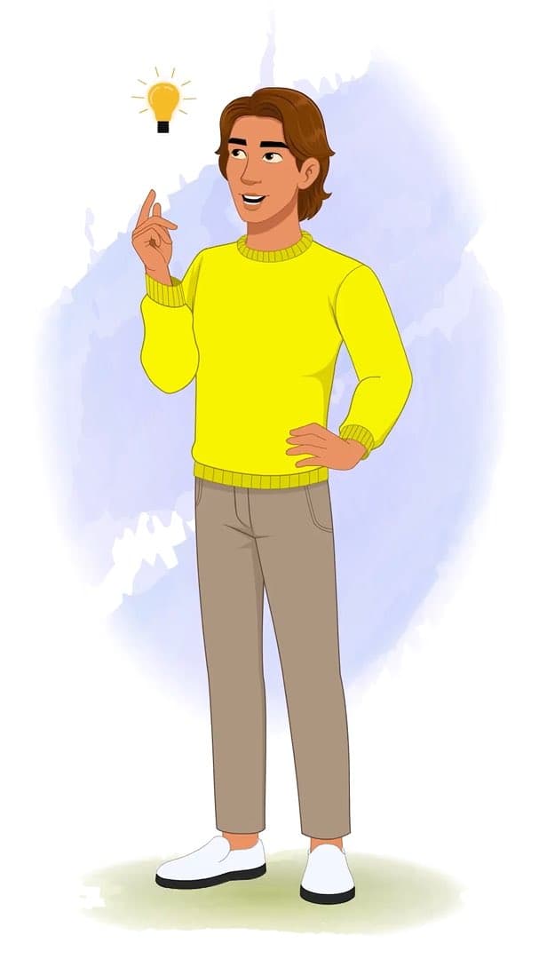 A handsome man in casual clothes got an idea animated vector cartoon character AKA Chris