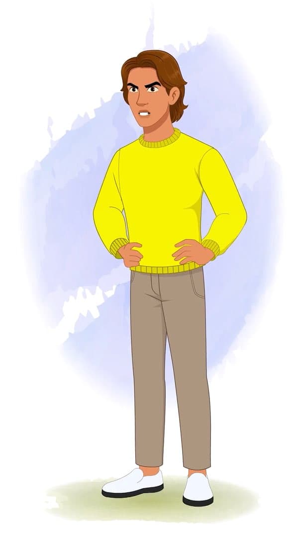 An angry handsome man in casual clothes animated cartoon character vector AKA Chris