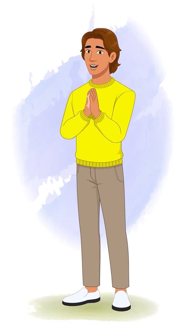 A handsome man in casual clothes clapping animated vector cartoon character AKA Chris