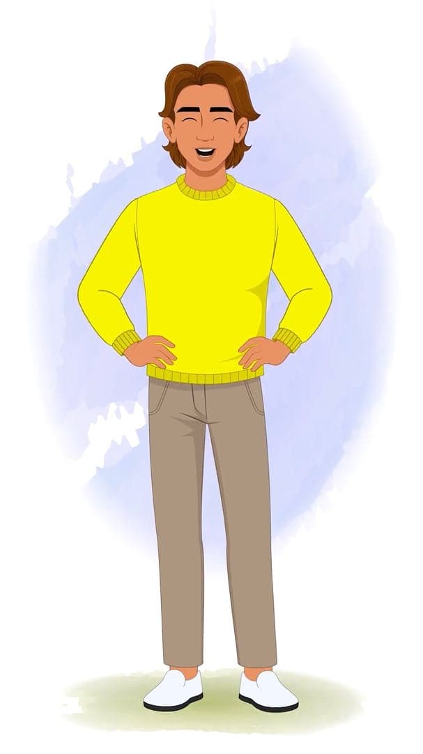 A handsome man in casual clothes laughing animated vector cartoon character AKA Chris