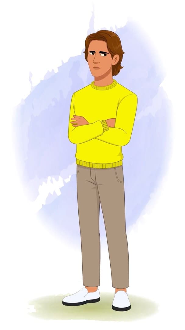 An annoyed handsome man in casual clothes animated vector cartoon character AKA Chris
