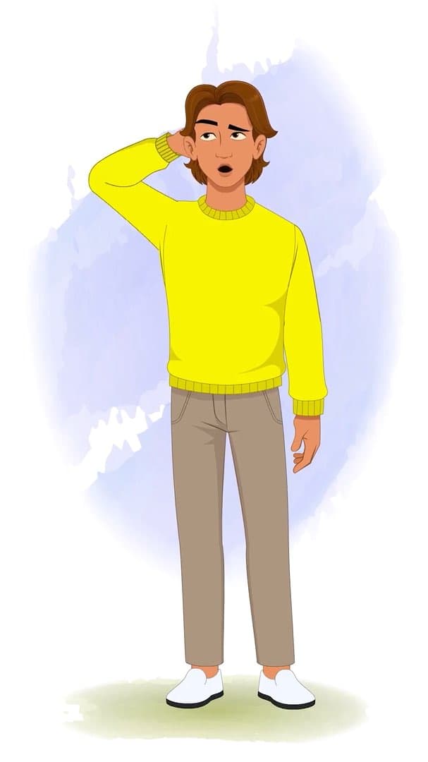 A confused handsome man in casual clothes animated cartoon character vector AKA Chris