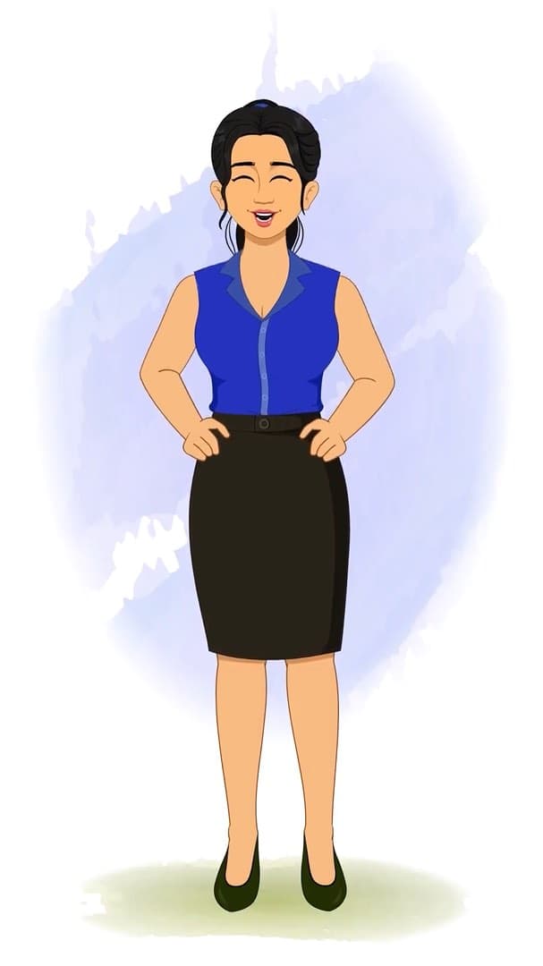 A female employee laughing animated vector cartoon character AKA Sophia