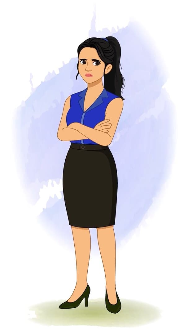 An annoyed female employee animated vector cartoon character AKA Sophia