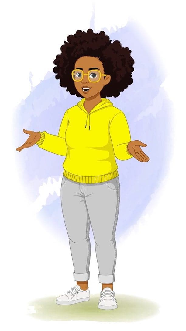 A talking african american woman animated vector cartoon character aka sofia