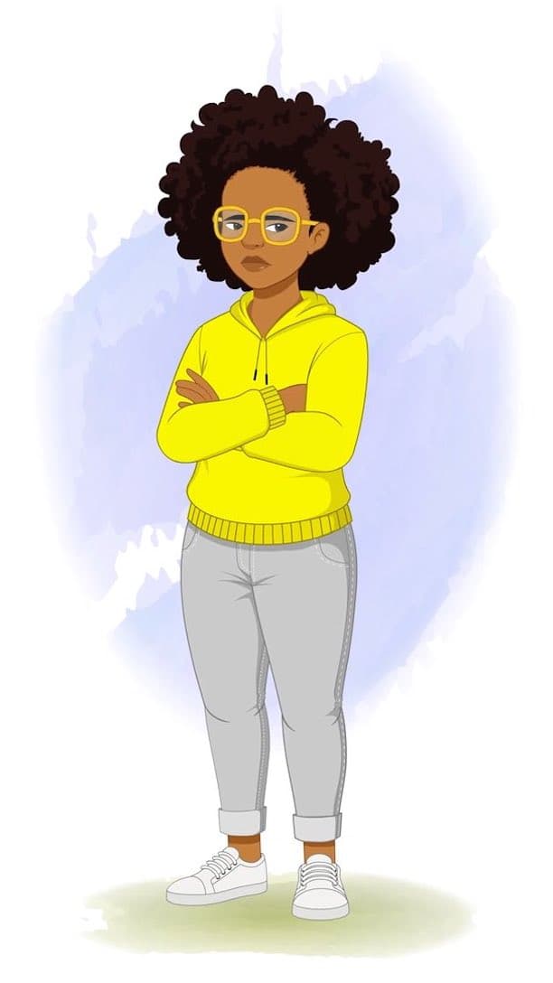 An annoyed african american woman animated vector cartoon character aka Sofia